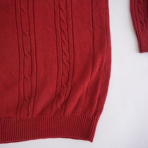 Vintage 80's Izod Maroon 3D Fisherman Cable 100% Cotton Knit Crewneck Sweater XL - Picture 5 of 9